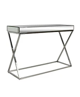 Modern Glam Console Table with Mirror Finished Tabletop and Silver Accents
