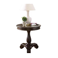 Round Wood Pedestal Side Table, Espresso