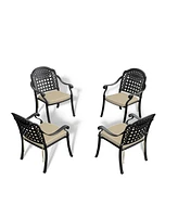 Simplie Fun Durable Black Aluminum Armchair with Cushions for Outdoor Comfort