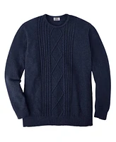 Liberty Blues Big & Tall by KingSize Crewneck Cable Knit Sweater