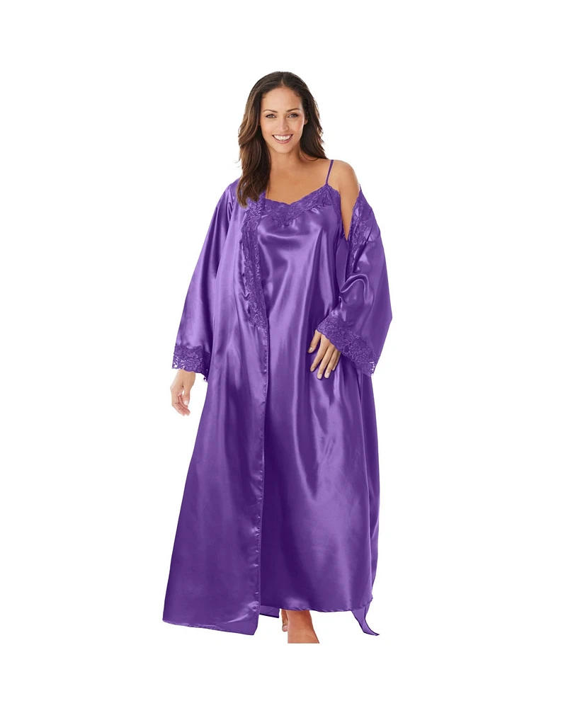 Amoureuse Women's The Luxe Satin Long Peignoir Set