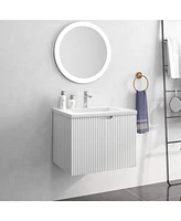 Simplie Fun Space-Saving Modern Wall Mount Bathroom Vanity Set with Undermount Porcelain Sink