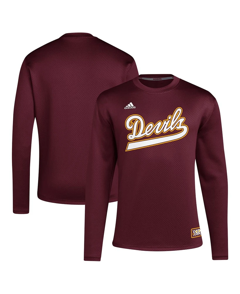 Adidas Men's Maroon Arizona State Sun Devils Reverse Retro Baseball Script Pullover Sweatshirt