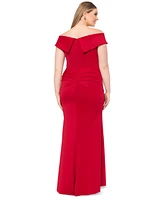 Xscape Plus Off-The-Shoulder Scuba Crepe Gown