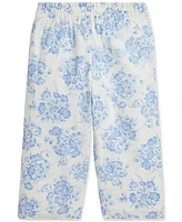 Floral Slub Cotton Pull-On Pant