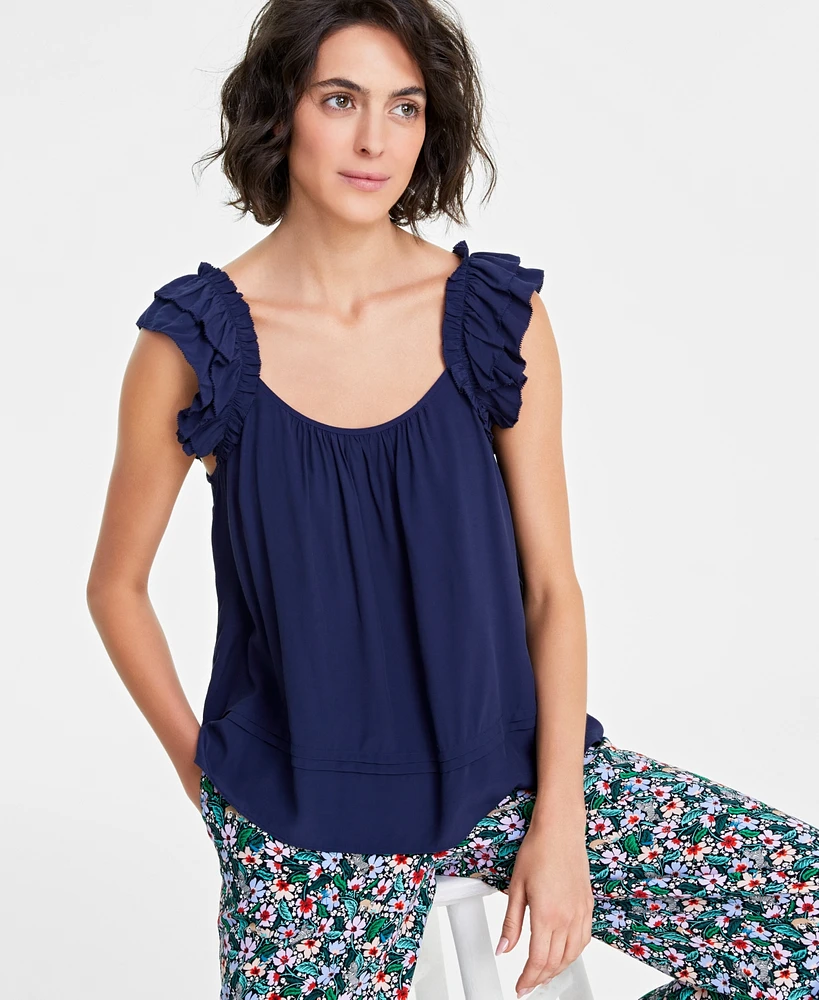 On 34th Women's Printed Ruffle-Strap Swingy Tank, Created for Macy's