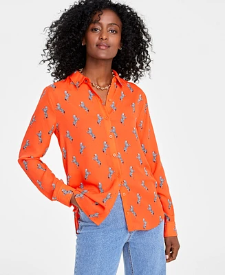 On 34th Women's Button-Front Crepe Shirt