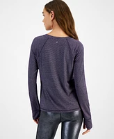 Id Ideology Women's Metallic Raglan-Sleeve Top, Created for Macy's