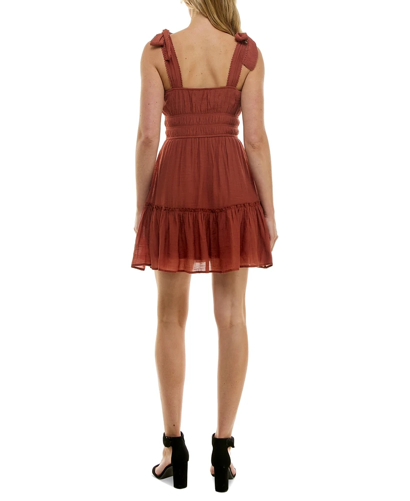 Trixxi Juniors' Square-Neck Tie-Strap Fit & Flare Dress