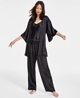 Linea Donatella Women's 3-Pc. Satin Fringe Sleep Set