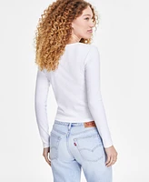 Levi's Women's Muse Ribbed Long-Sleeve Button-Up Top