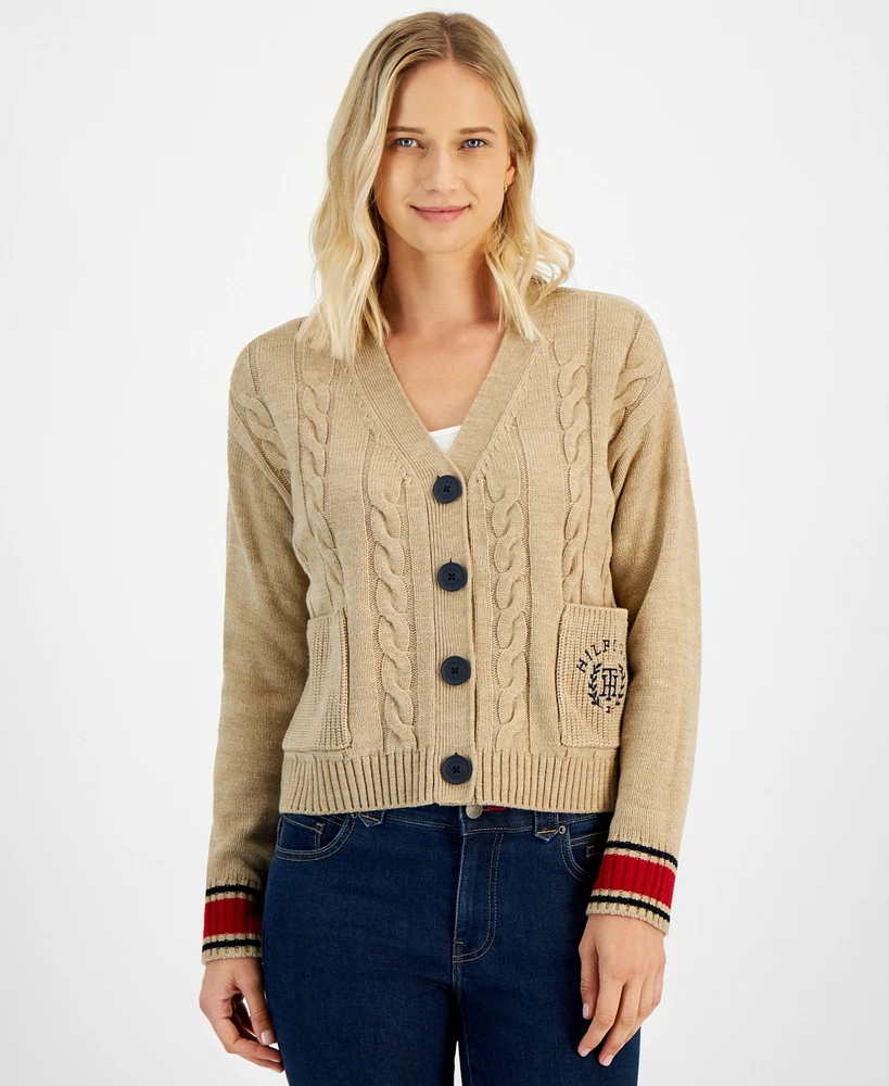 Tommy Hilfiger Women's Cable Knit Front Button Cardigan