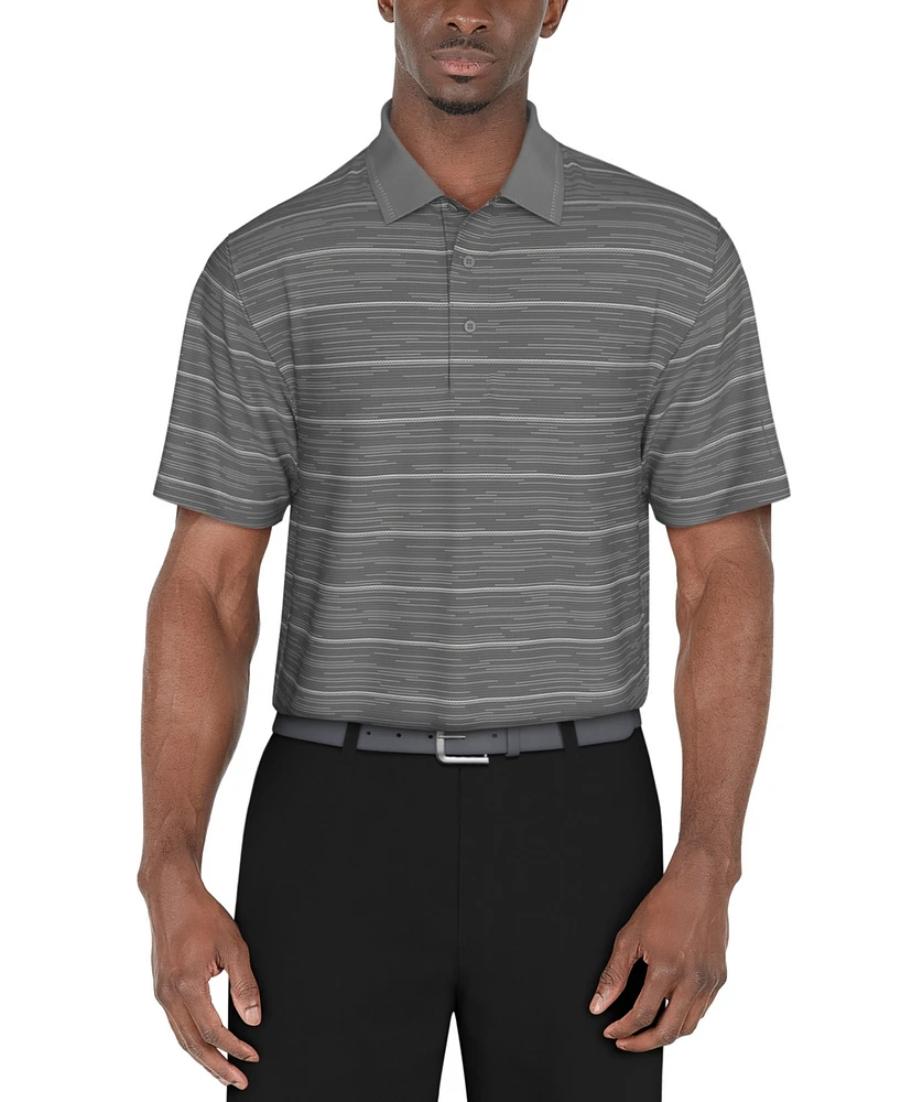 Pga Tour Men's Broken Stripe Jacquard Short0Sleeve Golf Polo Shirt