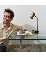 Brightech Ezra 16.5" Led Table Lamp with Wireless Charging Pad and Rotating Shade