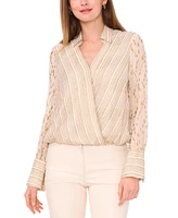 Vince Camuto Women's Faux-Wrap Shine Top