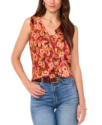 Vince Camuto Women's Floral-Print Ruffled-Neck Top