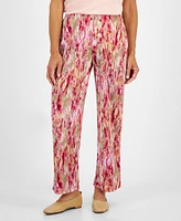 Jm Collection Petite Texture Garden Plisse Pull-On Pants, Created for Macy's