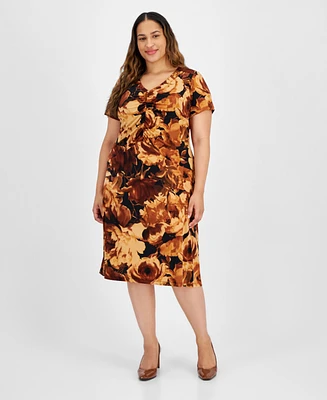 Connected Plus Shirred-Front Jersey Dress