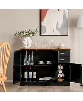 Costway Buffet Sideboard Kitchen Cupboard Storage Cabinet with 2 Drawers & 3 Doors
