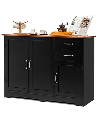 Costway Buffet Sideboard Kitchen Cupboard Storage Cabinet with 2 Drawers & 3 Doors