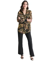 Dkny Women's Printed Chiffon Button-Front Blouse