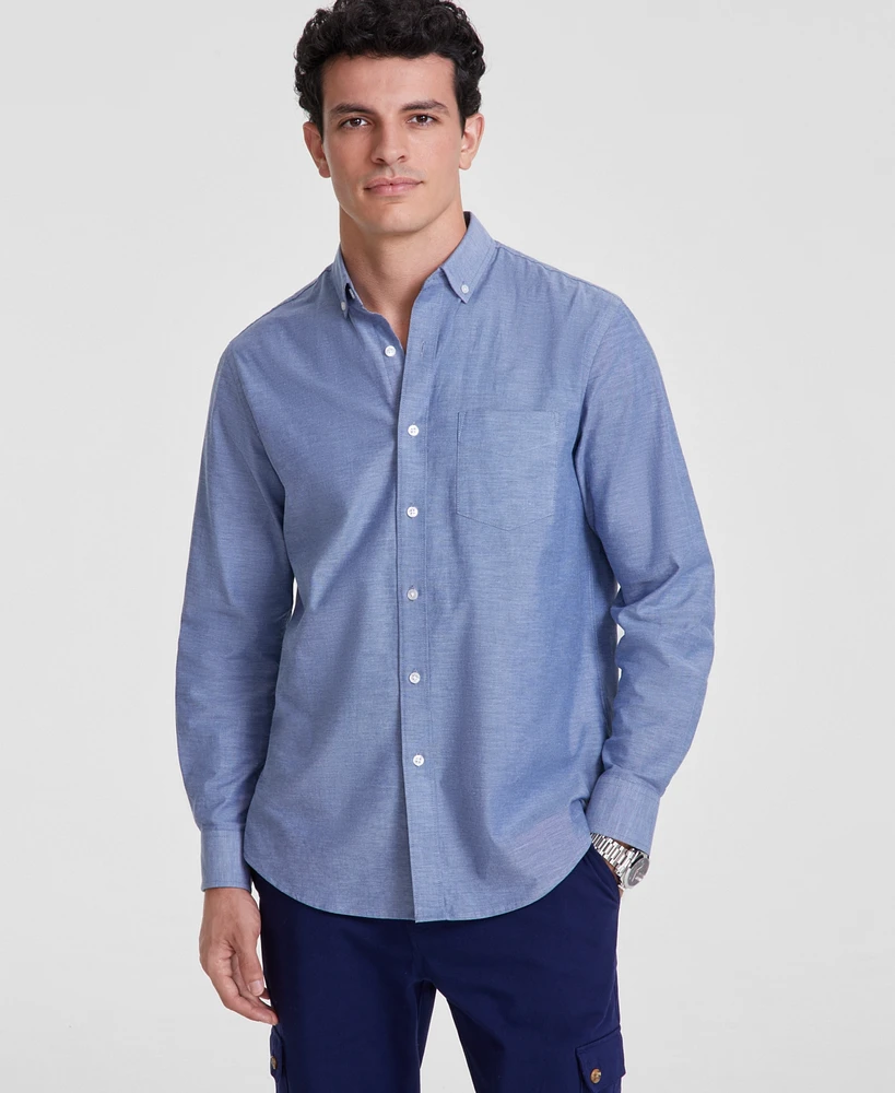 Club Room Men's Solid Stretch Oxford Cotton Shirt, Created for Macy's