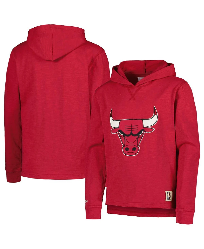 Mitchell & Ness Men's Big Boys and Girls Red Chicago Bulls Hardwood Classics Legendary Slub Lightweight Pullover Hoodie