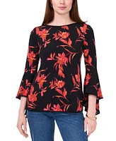 Sam & Jess Petite Floral-Print Bell-Sleeve Top