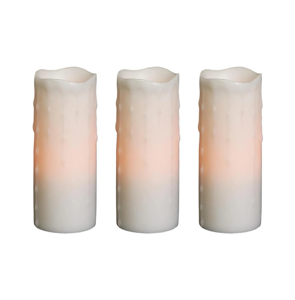 Slickblue Flameless Led Wax Dripping Pillar Candle (Set of 3)