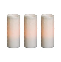 Slickblue Flameless Led Wax Dripping Pillar Candle (Set of 3)