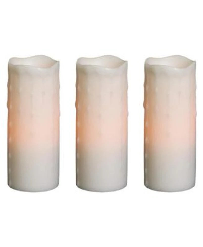 Slickblue Flameless Led Wax Dripping Pillar Candle Set Of 3