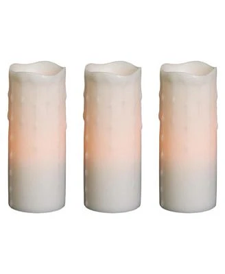 Slickblue Flameless Led Wax Dripping Pillar Candle Set Of 3