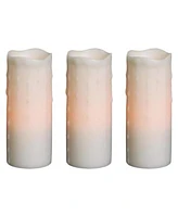 Slickblue Flameless Led Wax Dripping Pillar Candle Set Of 3