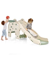 Slickblue 4-in-1 Toddler Slide Kids Play Slide with Cute Elephant Shape-Green