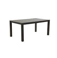 Mondawe Rectangular Composite Outdoor Dining Table Woodgrain Top Patio Side Table with Adjustable Foot Pads