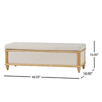 Streamdale Furniture Beige Fabric Storage Ottoman with French Country Style Legs