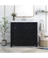 36" Bathroom Vanity Organizer with Sink, Combo Cabinet Set, Bathroom Storage Cabinet, Retro lue