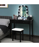Sugift Vanity Table Set with Lighted Mirror for Bedroom and Dressing Room