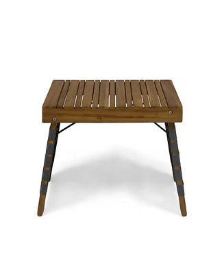 Simplie Fun Durable Acacia Wood Outdoor Table with Woven Accents and Foldable Design