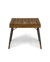 Simplie Fun Durable Acacia Wood Outdoor Table with Woven Accents and Foldable Design