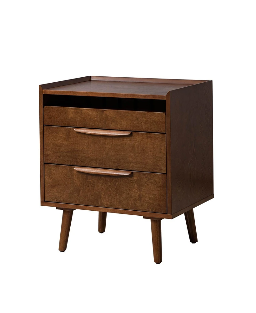 Hulala Home Mid-century Lisa 3-Drawer Nightstand with Solid Wood Legs