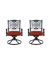 Mondawe 2 Pieces 360° Swivel Chair Cast Aluminum Frame Patio Dining with Cushion Seat