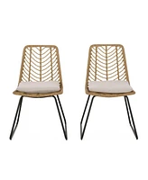 Simplie Fun Stylish Wicker Dining Chair Set with Water-Resistant Cushions