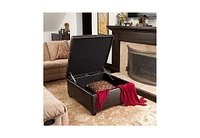 Richmond Faux Leather Storage Ottoman with Rosewood Legs