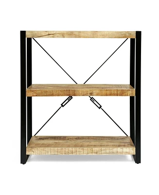 Streamdale Furniture Modern Industrial 3-Shelf Etagere with Mango Wood Shelves