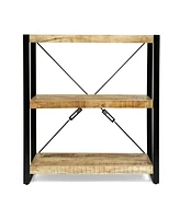 Simplie Fun Modern Industrial 3-Shelf Etagere with Mango Wood Shelves