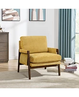 Streamdale Furniture Mid-Century Modern Velvet Accent Armchair, Yellow