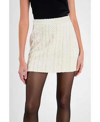 English Factory Women's Velvet Embellished Mini Skirt