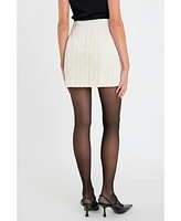 English Factory Women's Velvet Embellished Mini Skirt