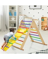 Slickblue Kids Climbing Triangle Set with Adjustable and Reversible Ramp-Multicolor